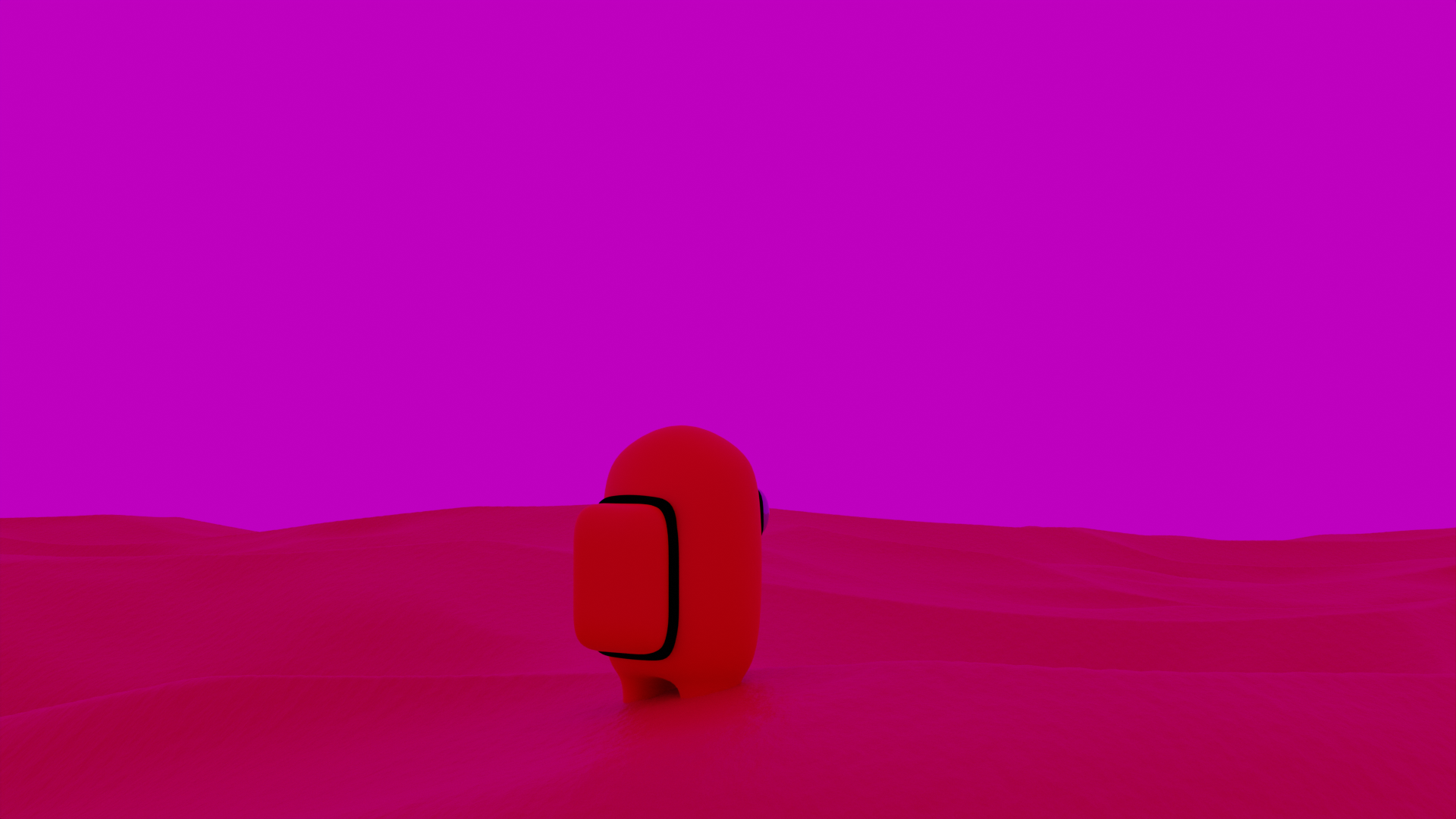 An among us figure in a broken world