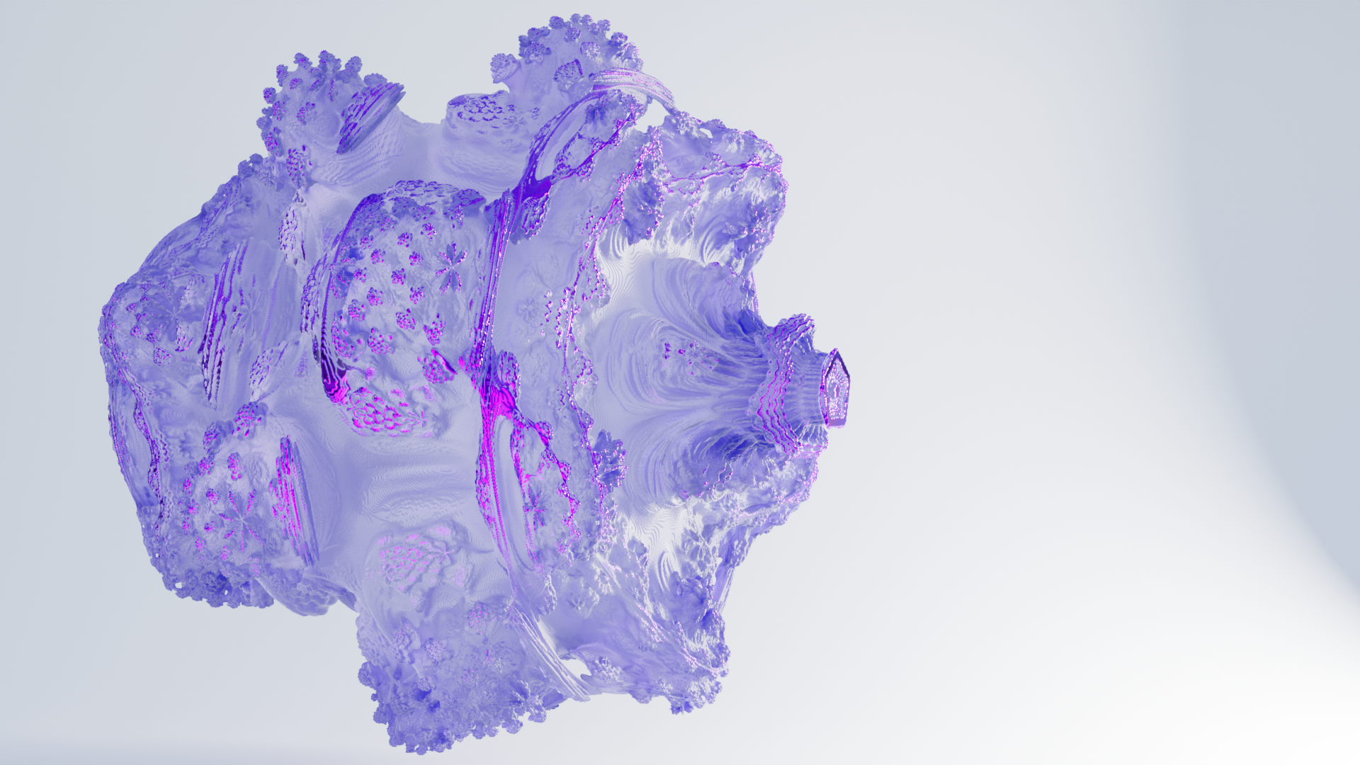 A white fractal with purple outlines