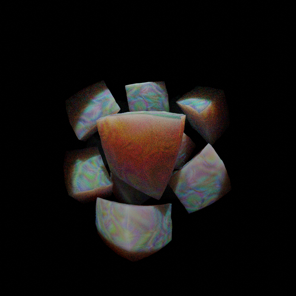 Sushi looking cubes shot with a panaramic camera